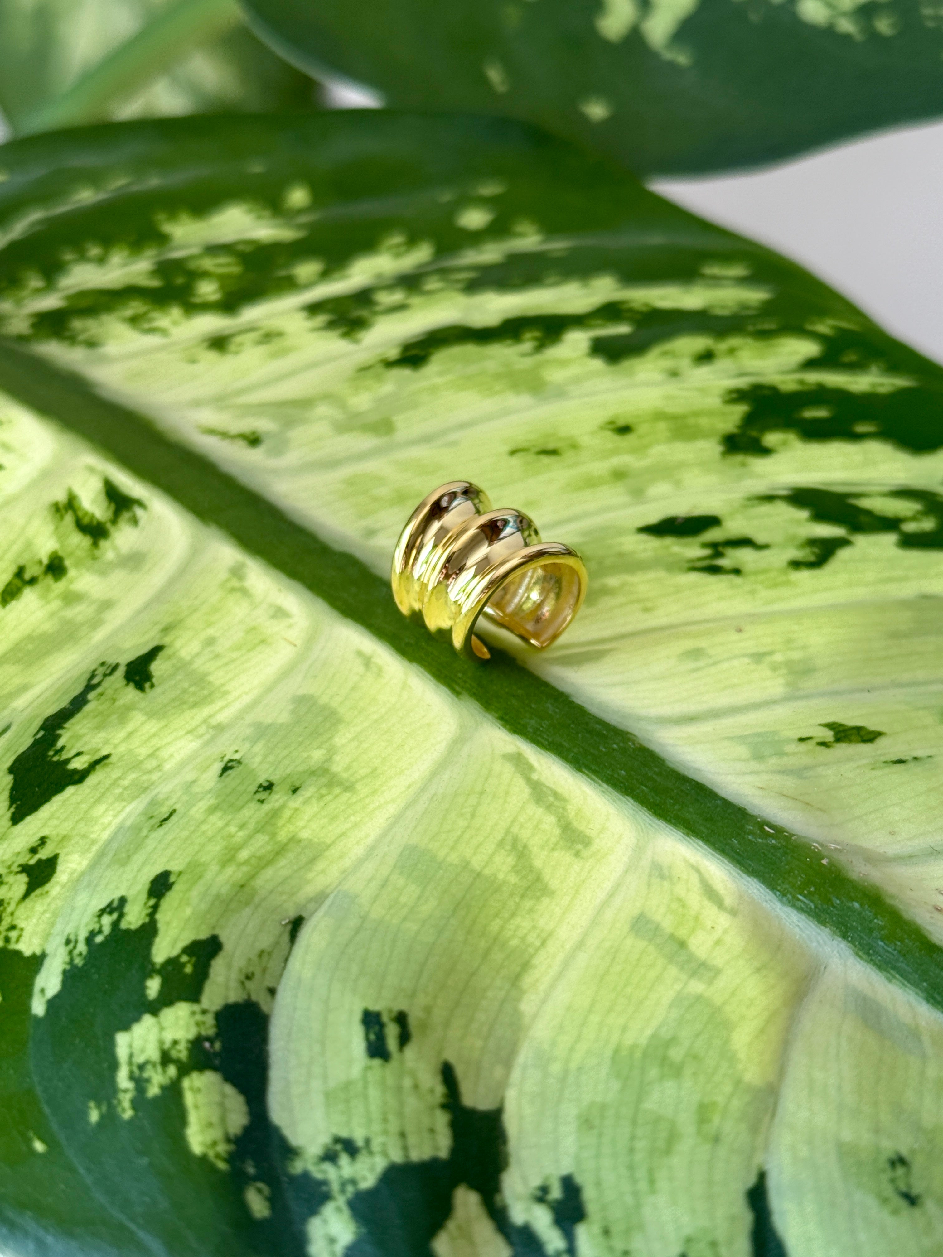 925 Ayar İthal Gümüş Üzeri Altın Kaplama | Tunnel Hoop Kıkırdak Küpe-Earcuff