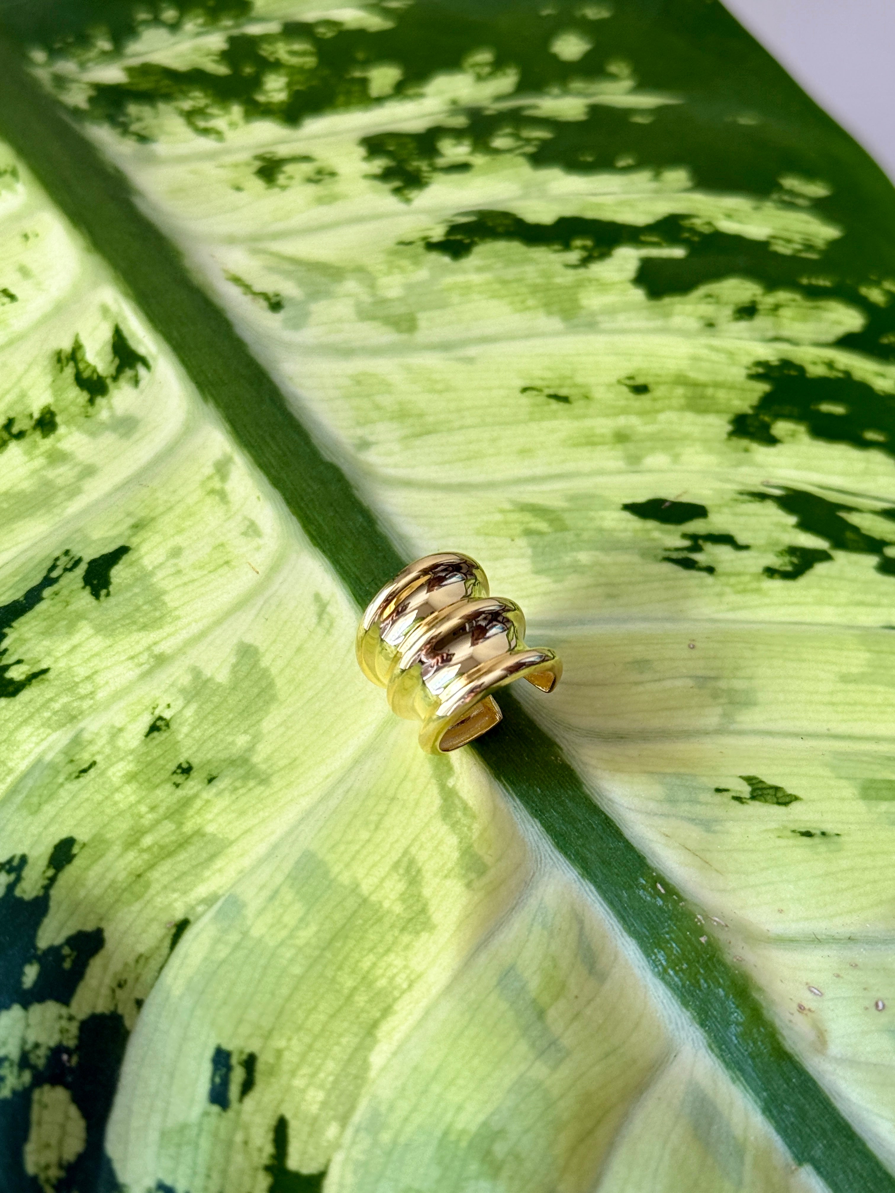 925 Ayar İthal Gümüş Üzeri Altın Kaplama | Tunnel Hoop Kıkırdak Küpe-Earcuff