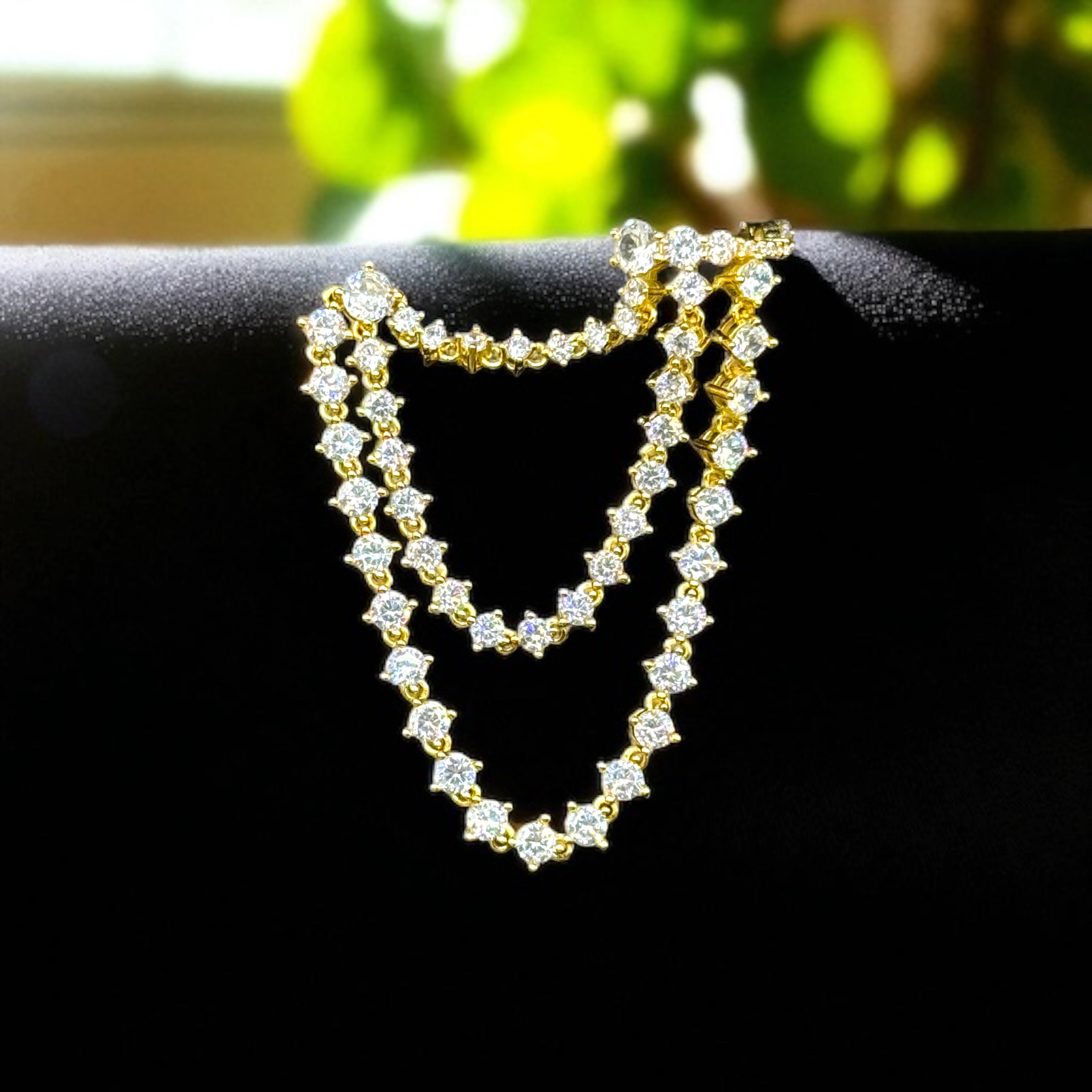 925 Ayar İthal Gümüş Üzeri Altın Kaplama |  Vega Cuff & Küpe