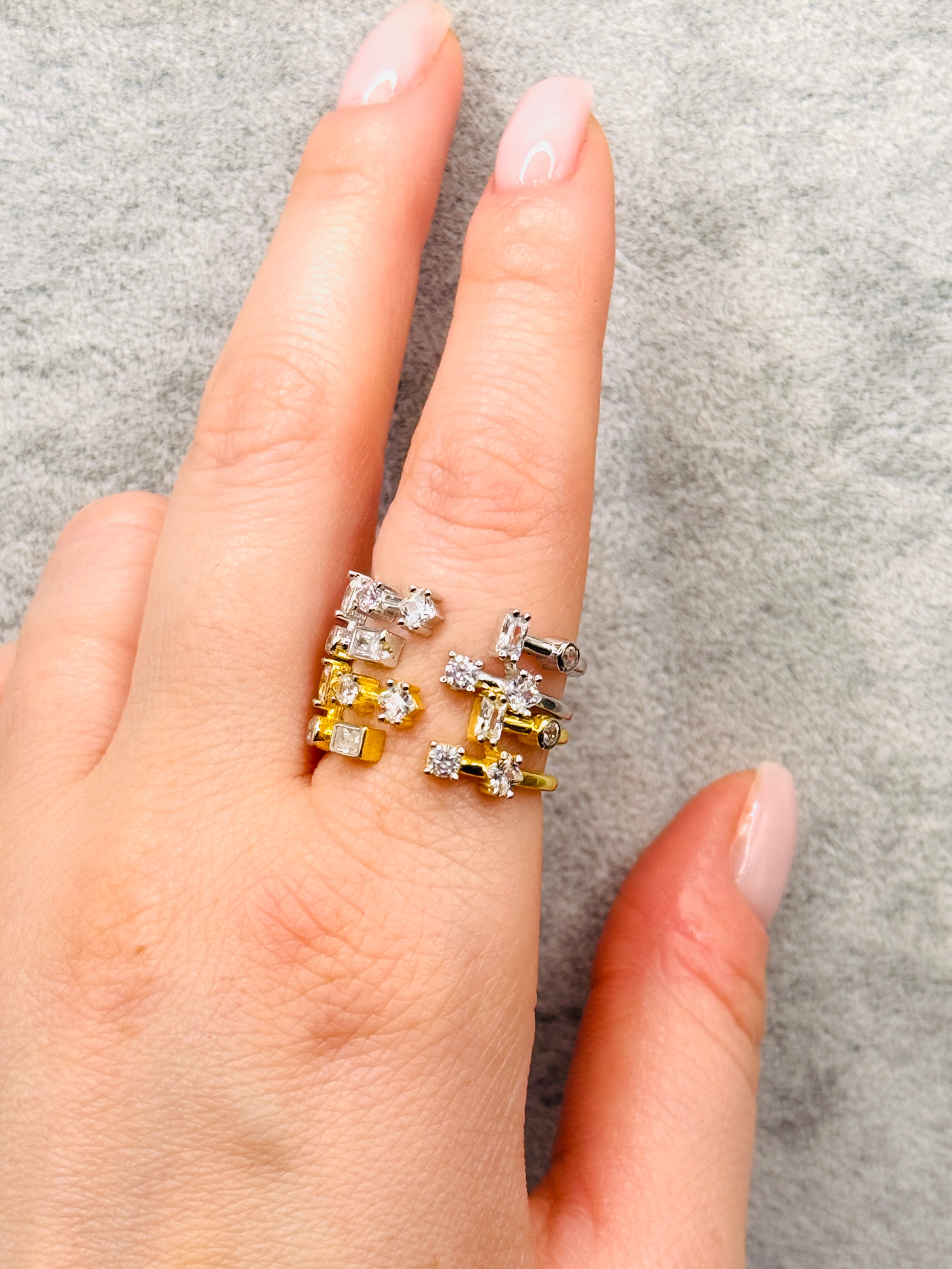 925 Ayar İthal Gümüş Üzeri Altın Kaplama | Yıldız Tınısı Yüzük