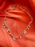 925 Ayar İthal Gümüş Üzeri Rodyum Kaplama |  Safir Taşlı Göz Figürlü Ataç Zincir Kolye