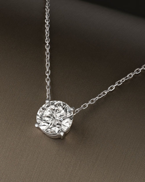 925 Ayar İthal Gümüş Üzeri Rodyum Kaplama |  5 Karat - G Colour Mozanit Tektaş Kolye