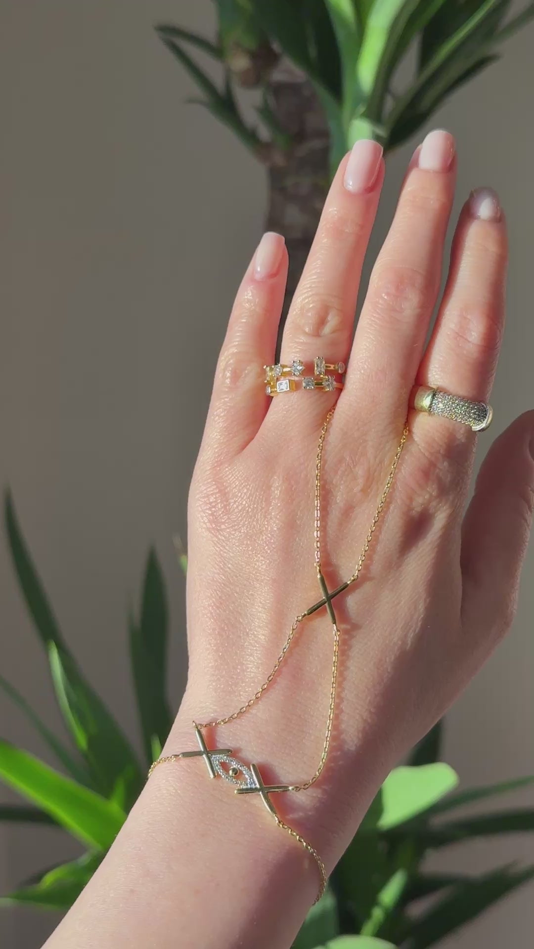 925 Ayar İthal Gümüş Üzeri Altın Kaplama | X-Göz Şahmeran - El Zinciri