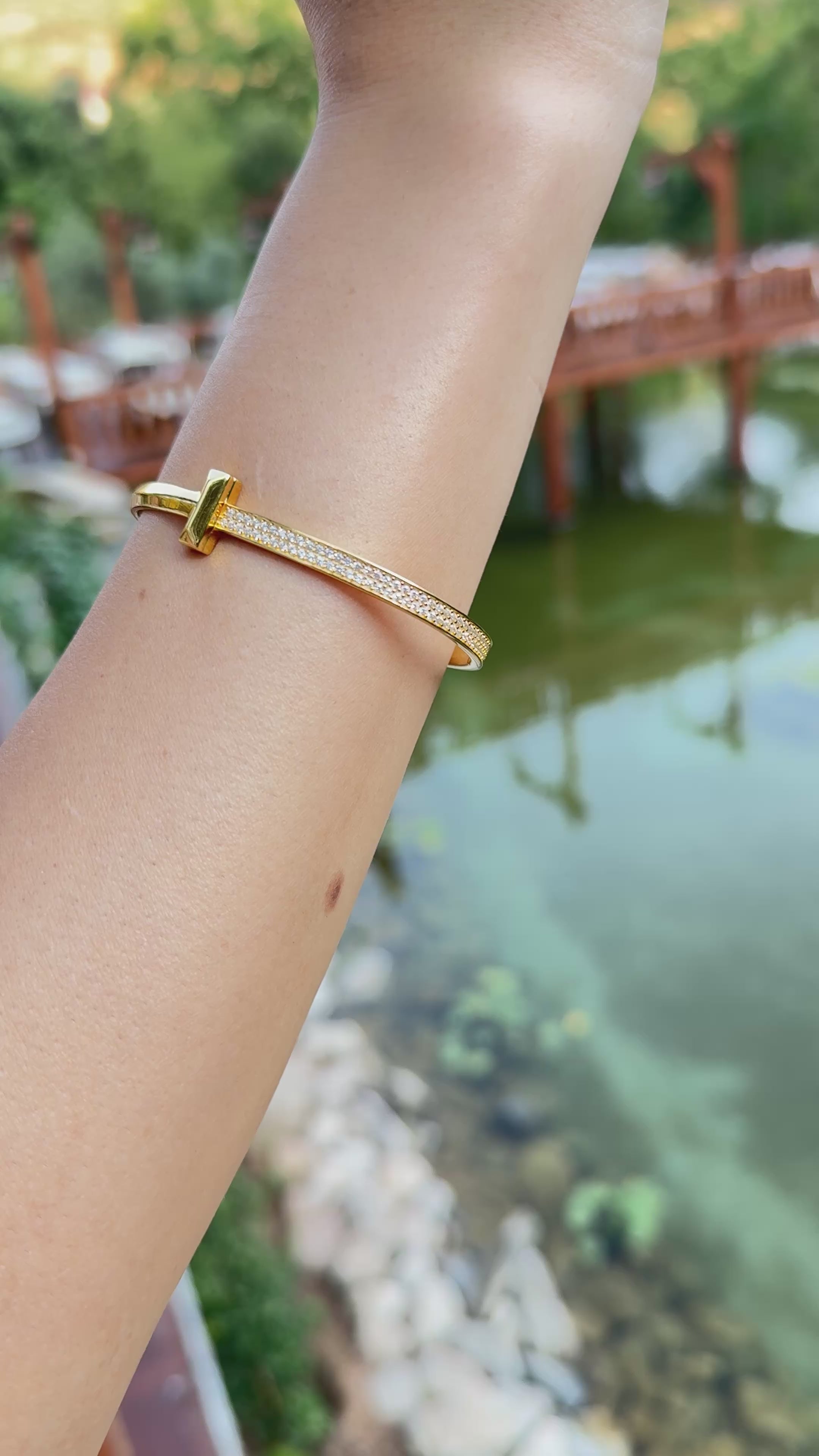 925 Ayar Gümüş Üzeri Altın Kaplama | Marka İthal T Kelepçe