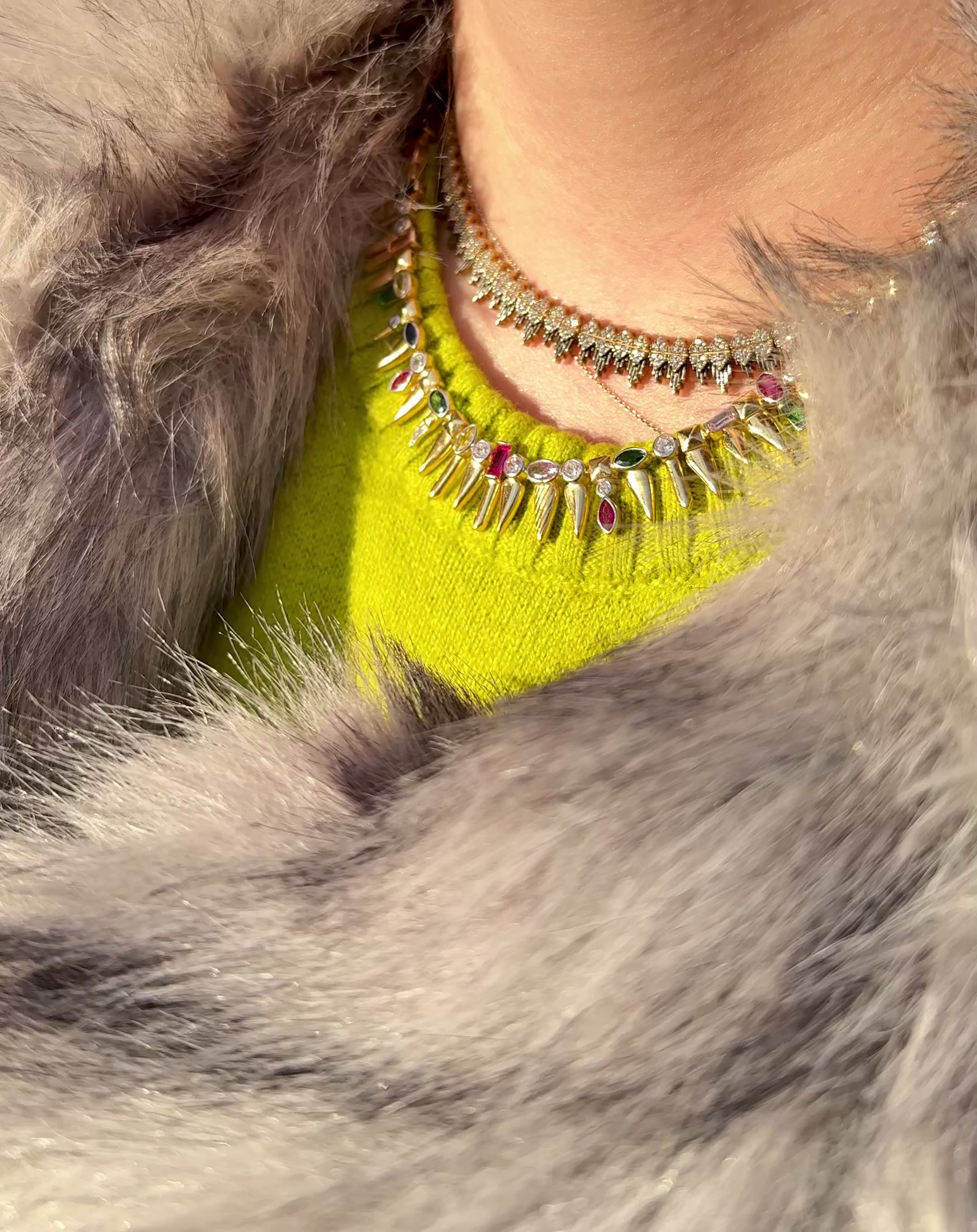 925 Ayar Gümüş Üzeri Altın Kaplama | Renkli Konfeti Kolye