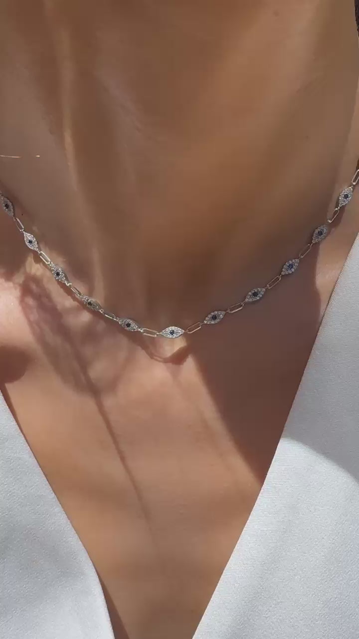 925 Ayar İthal Gümüş Üzeri Altın Kaplama | Nazar Göz Kolye