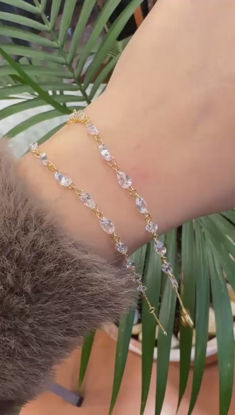 925 Ayar Gümüş Üzeri Altın Kaplama | Su Damlası Bileklik